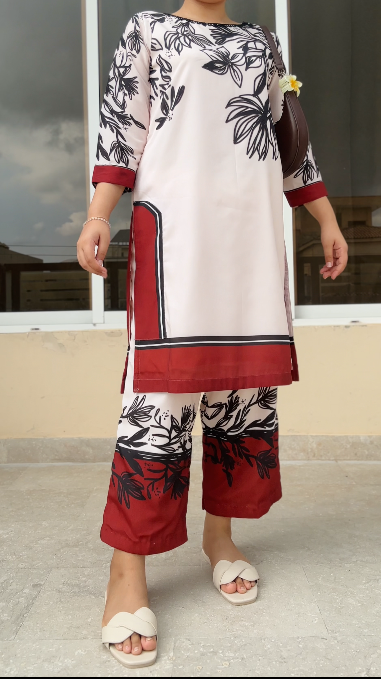 Crimson Bloom Swiss Lawn Set