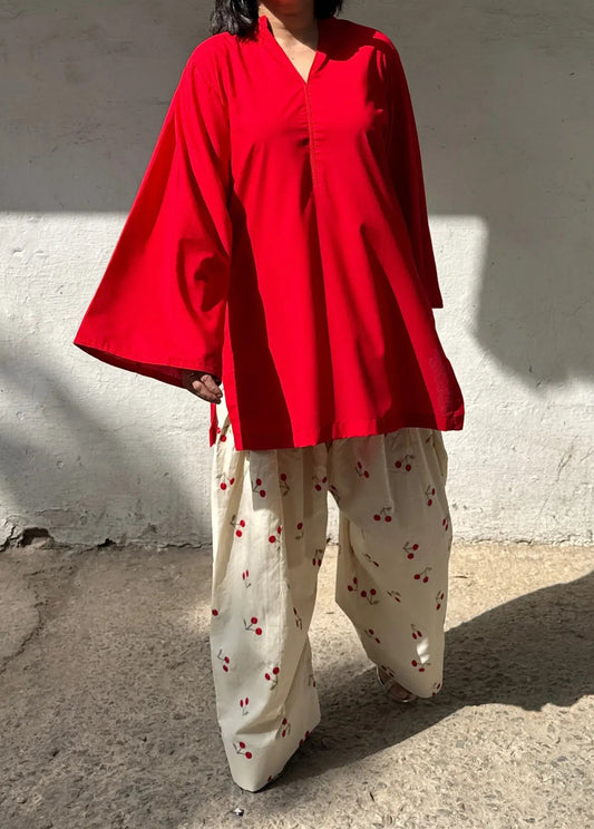 Embroidered Cherry Farshi Set