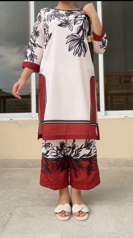 Crimson Bloom Swiss Lawn Set